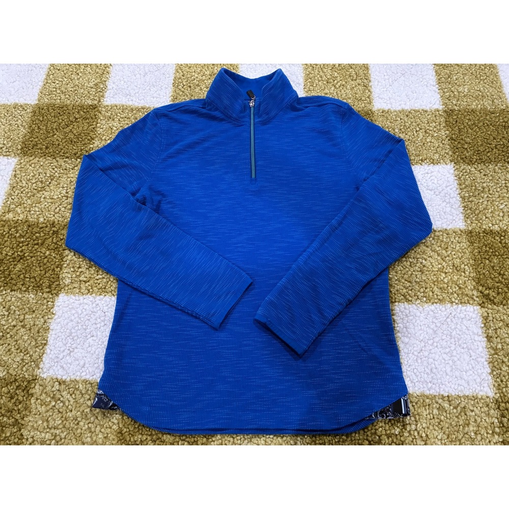 Robert Graham Mens Blue Quarter Zip Pullover Classic Fit Paisley Trim Size M